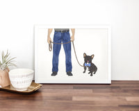 Dog Dad & Black / Brindle Frenchie Walkin' Fine Art Print