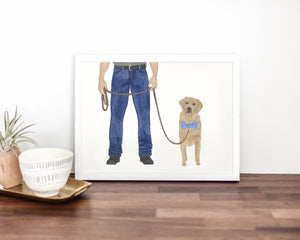Dog Dad & Golden Retriever Walkin' Fine Art Print