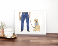 Dog Dad & Labrador (Yellow) Walkin' Fine Art Print