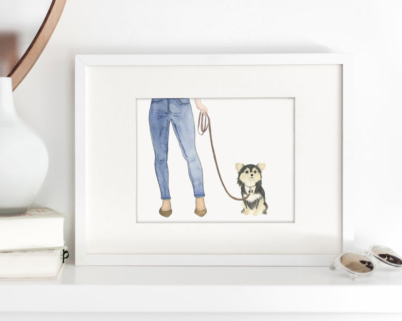 Custom Chihuahua (Long Haired, Tricolor) Dog Mom Print