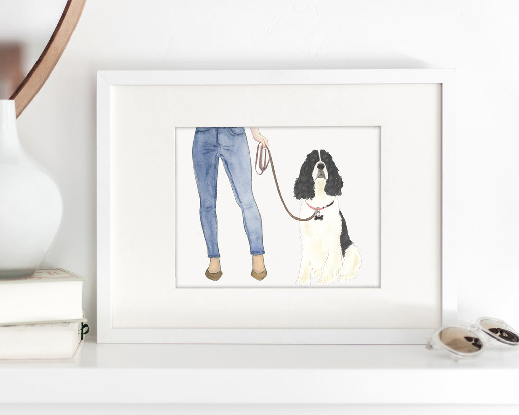 Custom English Springer Spaniel (Black & White) Dog Mom Print