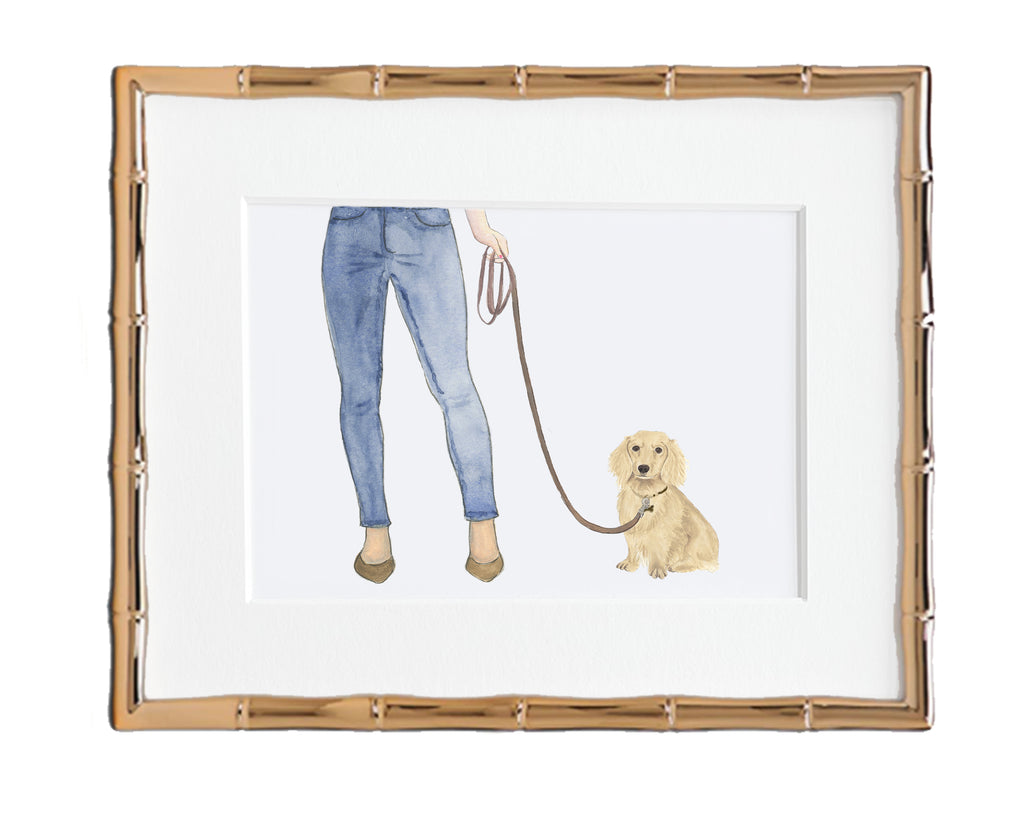 Custom Dachshund (Long Haired, Cream) Dog Mom Print