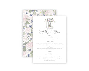 Custom Wedding Crest Menu