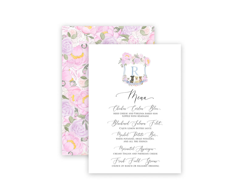 Custom Wedding Crest Menu