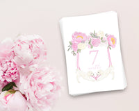 White Floof Floral Crest Milestone Cards