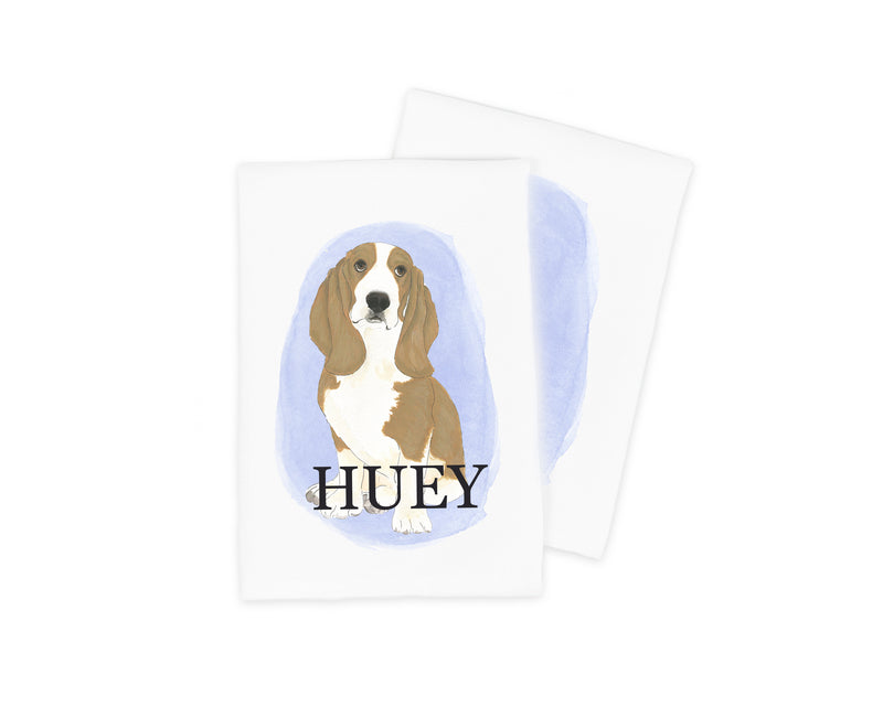 Personalized Basset Hound Tea Towel (Set of 2)