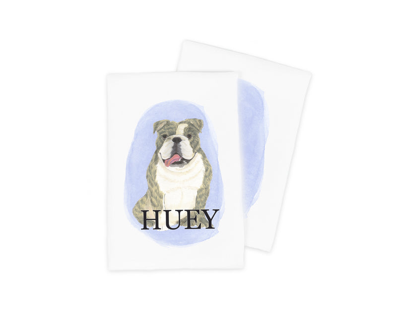 Personalized English Bulldog (Brindle) Tea Towel (Set of 2)
