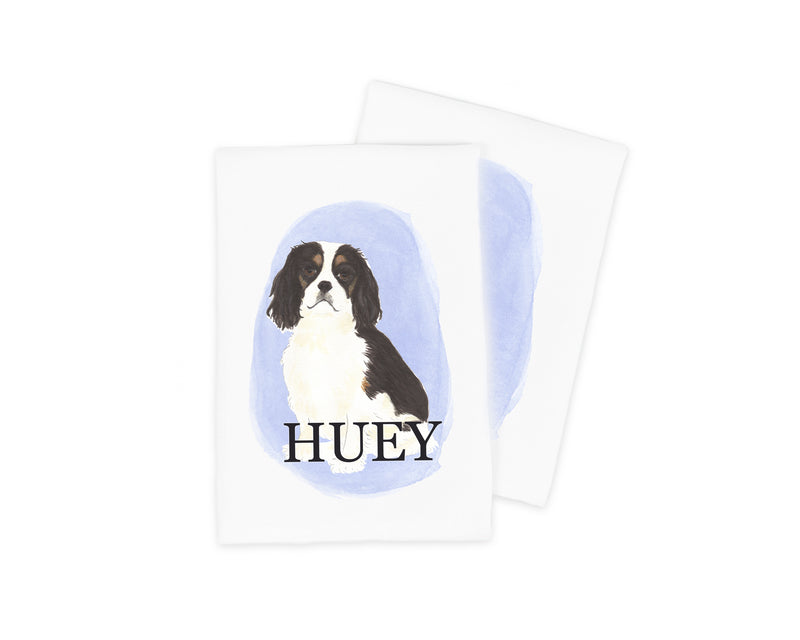 Personalized Cavalier King Charles Spaniel (Tricolor) Tea Towel (Set of 2)