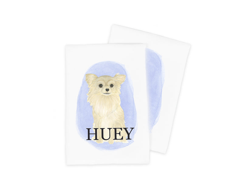 Personalized Chihuahua (Long Haired, Fawn) Tea Towel (Set of 2)