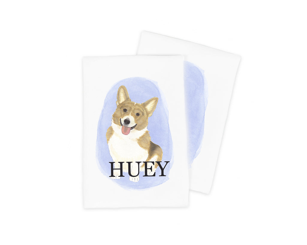 Personalized Corgi (Fawn & White) Tea Towel (Set of 2)