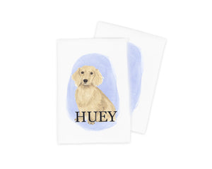 Personalized Dachshund (Long Haired, Cream) Tea Towel (Set of 2)
