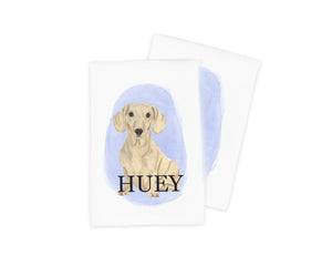 Personalized Dachshund (Smooth, Cream) Tea Towel (Set of 2)