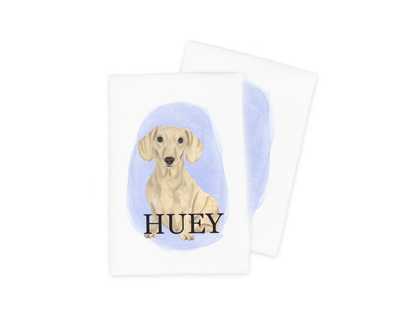 Personalized Dachshund (Smooth, Cream) Tea Towel (Set of 2)