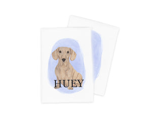 Personalized Dachshund (Smooth, Red) Tea Towel (Set of 2)