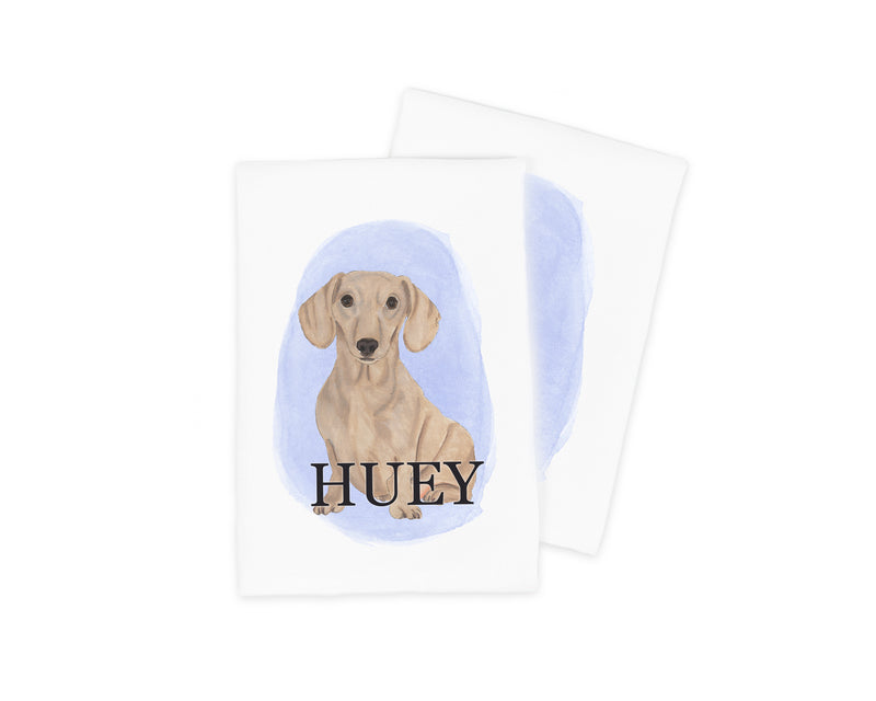 Personalized Dachshund (Smooth, Red) Tea Towel (Set of 2)
