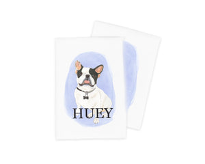 Personalized French Bulldog (White / Pied) Tea Towel (Set of 2)