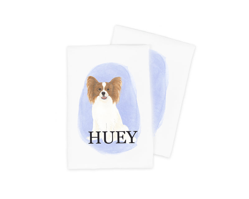 Personalized Papillon (Red & White) Tea Towel (Set of 2)