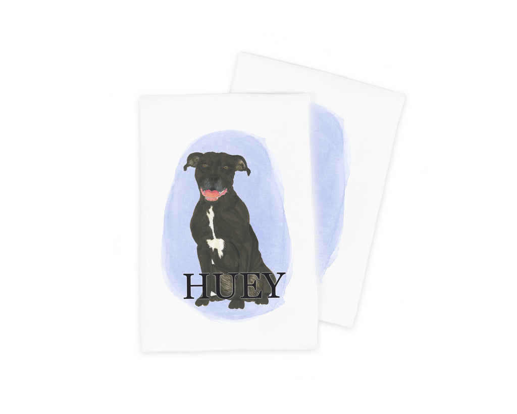 Personalized Pitbull (Black) Tea Towel (Set of 2)