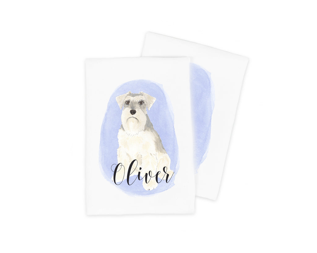 Personalized Schnauzer (Grey & White) Tea Towel (Set of 2)