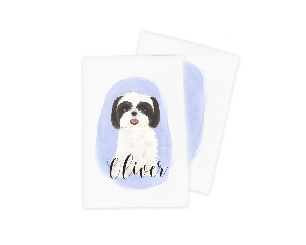 Personalized Shih Tzu (Black & White) Tea Towel (Set of 2)