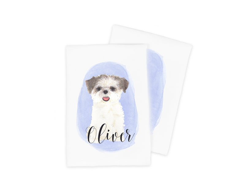 Personalized Shih Tzu (Brown & White) Tea Towel (Set of 2)