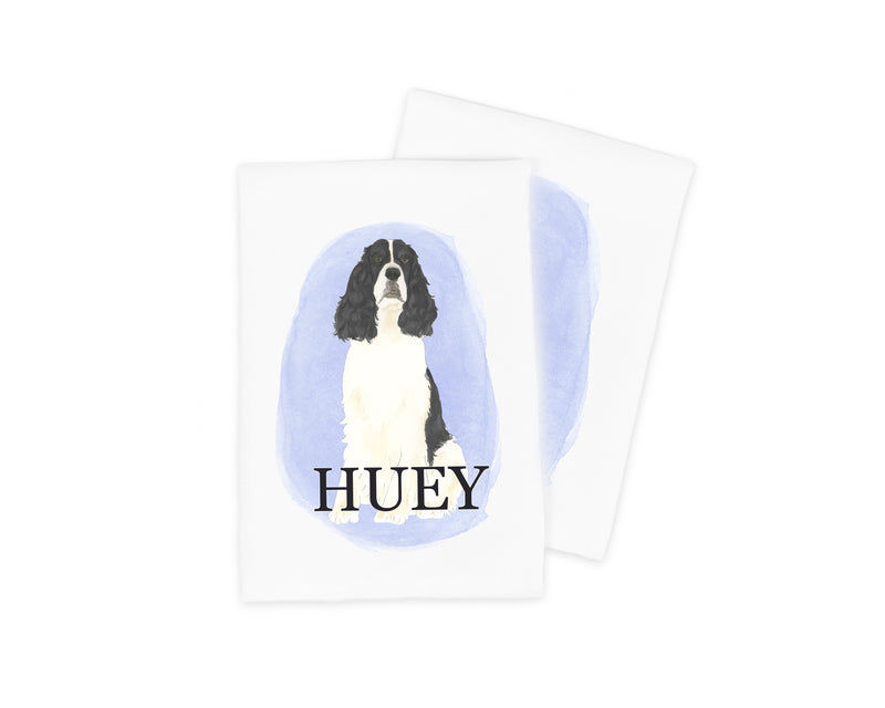 Personalized English Springer Spaniel (Black & White) Tea Towel (Set of 2)