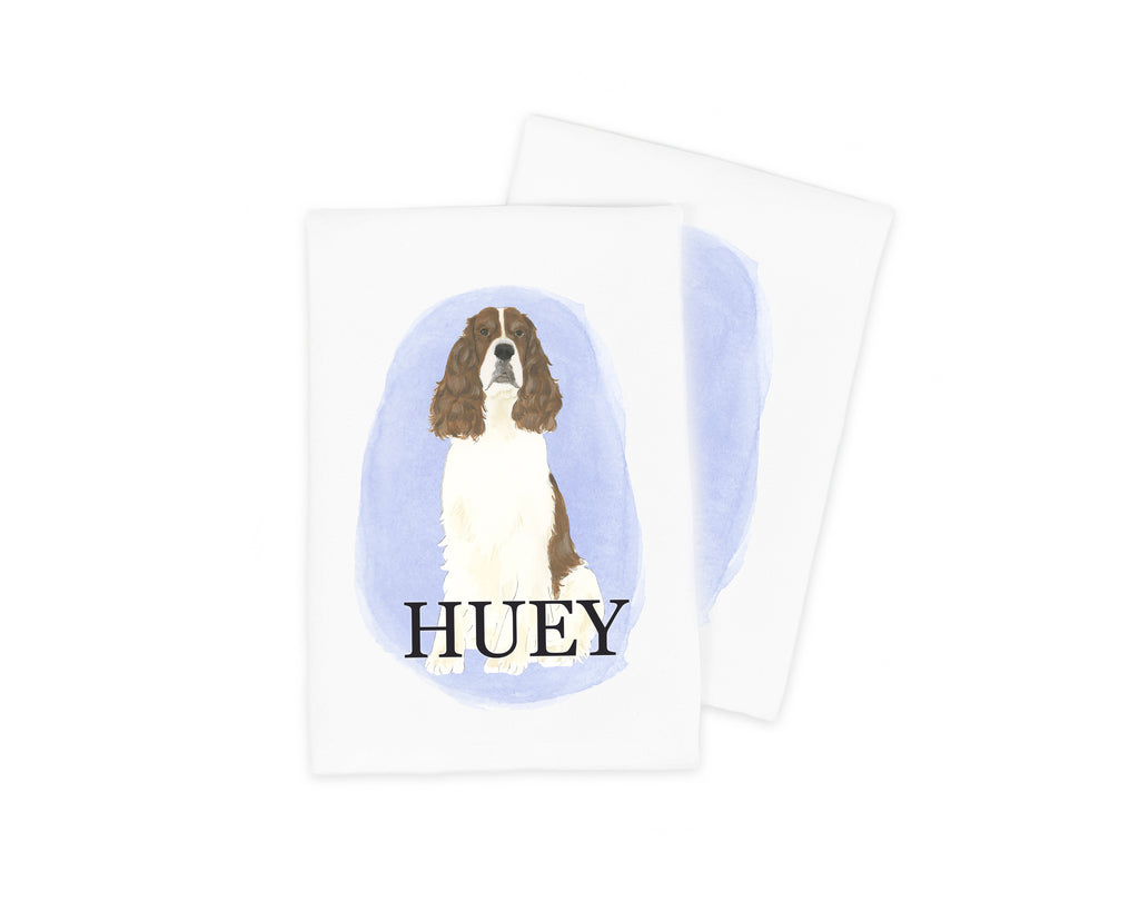 Personalized English Springer Spaniel (Liver & White) Tea Towel (Set of 2)