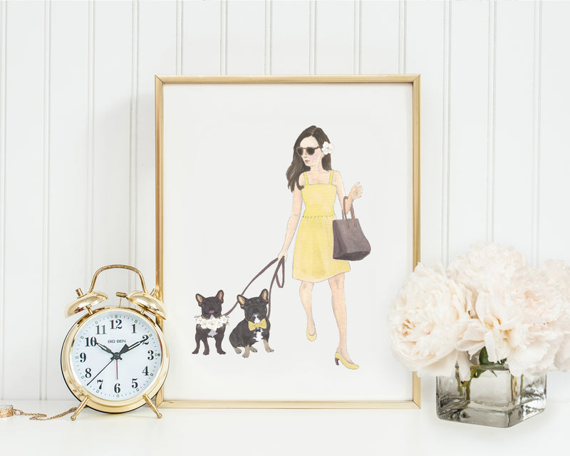 11x14" Olivia & The Frenchie (Blue Fawn Tricolor) Fine Art Print