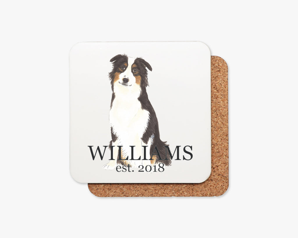 Personalized Australian Shepherd Cork Back Coasters