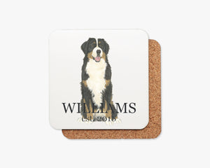 Personalized Bernese Mountain Dog Cork Back Coasters