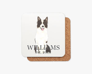 Personalized Border Collie Cork Back Coasters