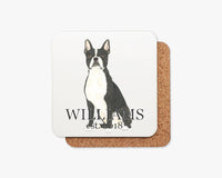 Personalized Boston Terrier Cork Back Coasters