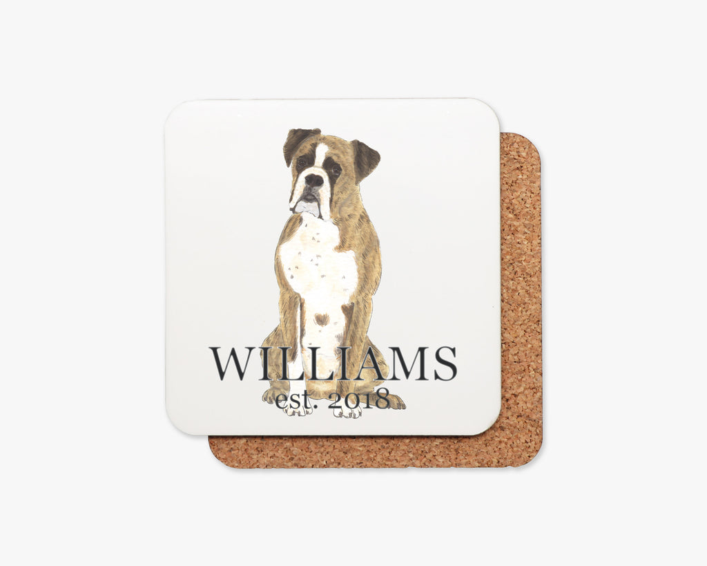 Personalized Boxer (Brindle) Cork Back Coasters