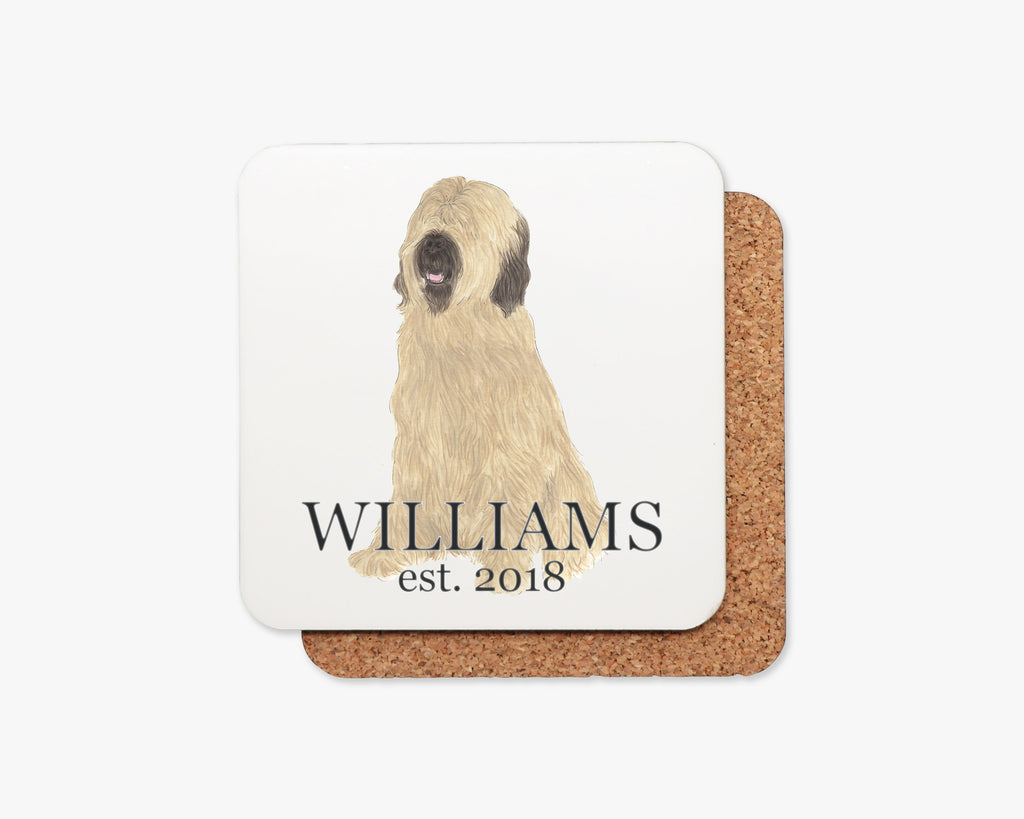 Personalized Briard Cork Back Coasters