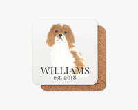 Personalized Cavalier King Charles Spaniel (Blenheim) Cork Back Coasters