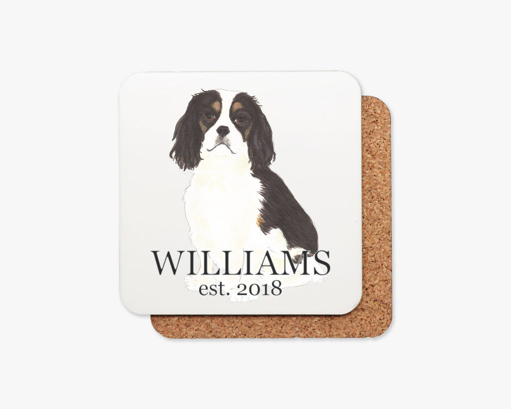 Personalized Cavalier King Charles Spaniel (Tricolor) Cork Back Coasters