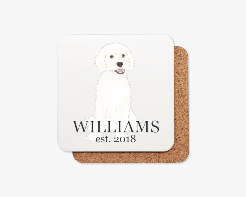 Personalized Cockapoo (White) Cork Back Coasters