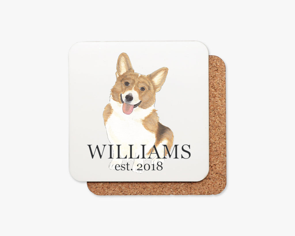 Personalized Corgi (Red) Cork Back Coasters