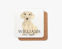 Personalized Dachshund (Smooth, Fawn) Cork Back Coasters