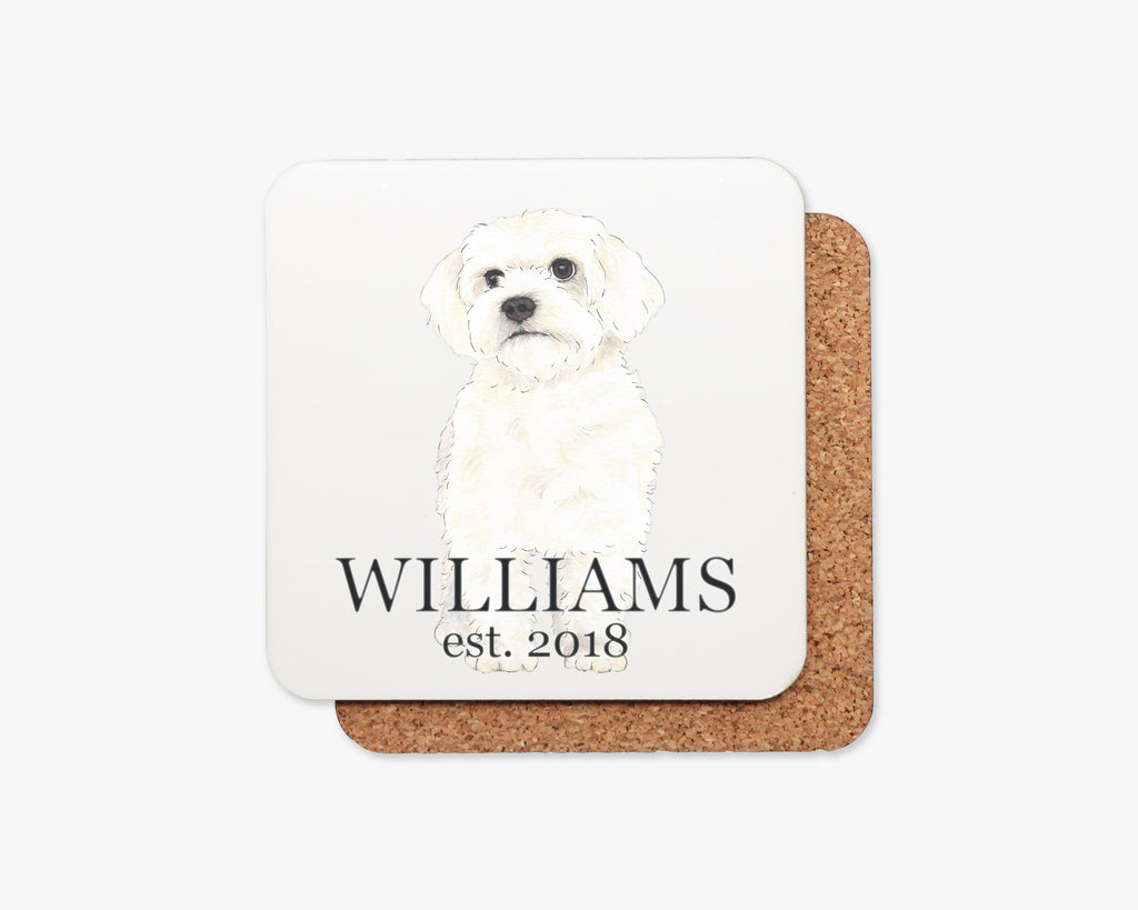 Personalized Maltese Cork Back Coasters