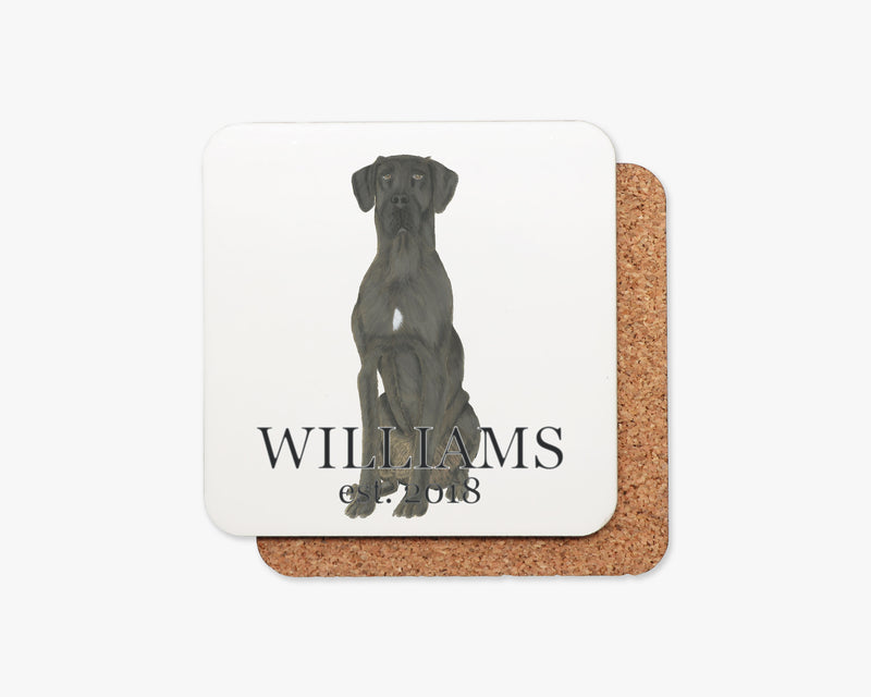 Personalized Great Dane (Black) Cork Back Coasters