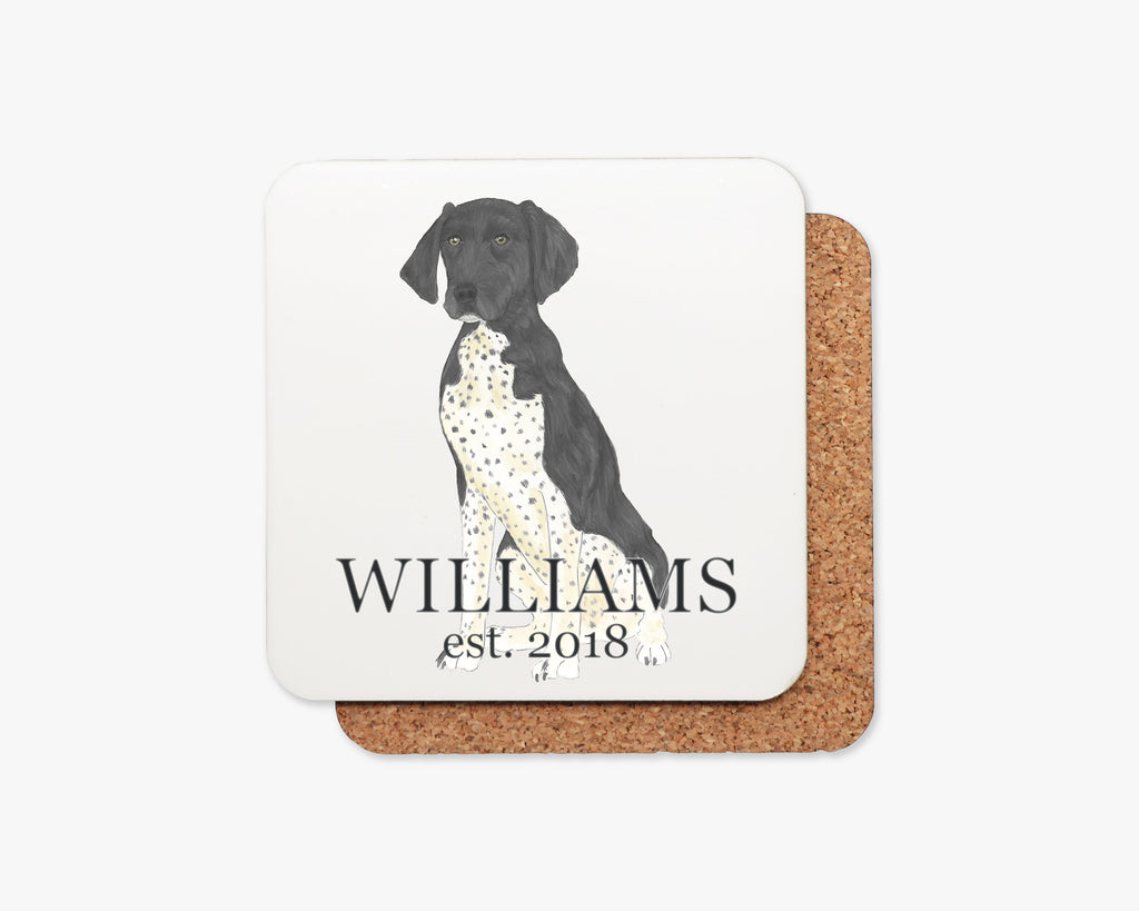 Personalized German Shorthaired Pointer (Black) Cork Back Coasters