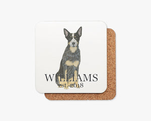 Personalized Heeler (Tricolor) Cork Back Coasters