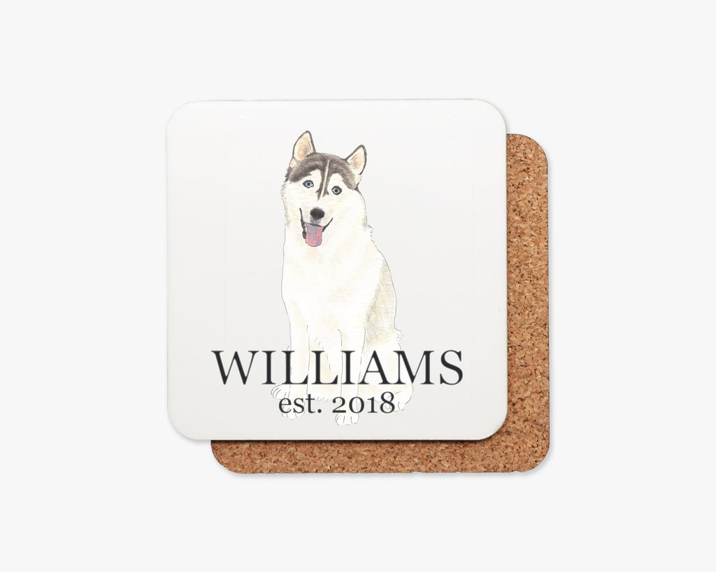 Personalized Husky Cork Back Coasters
