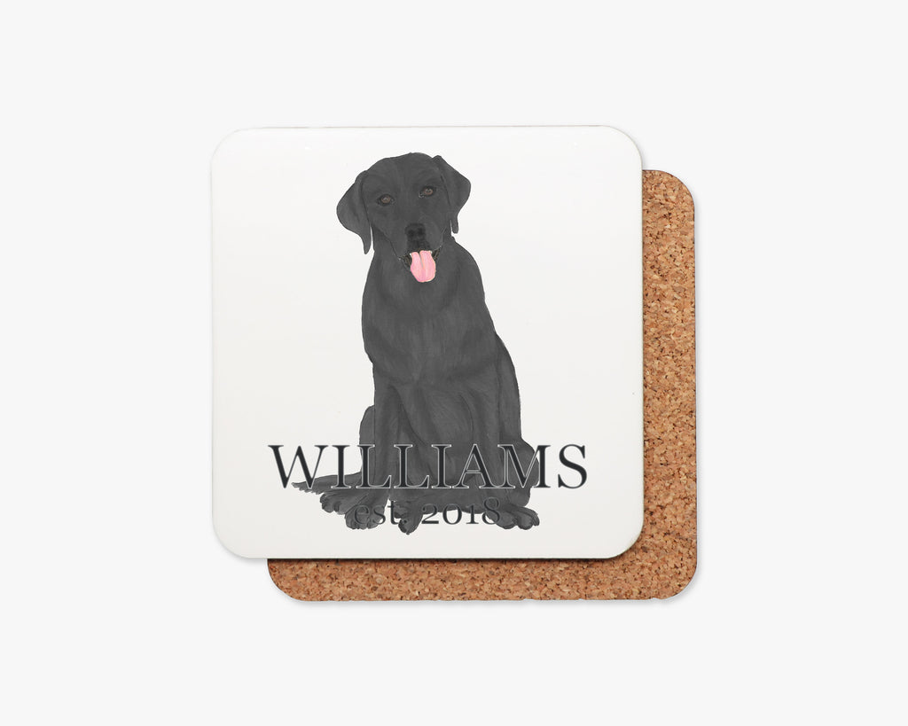 Personalized Labrador (Black) Cork Back Coasters