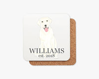 Personalized Labrador (White) Cork Back Coasters