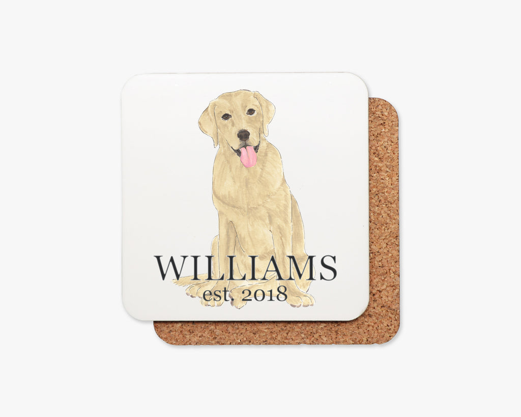 Personalized Labrador (Yellow) Cork Back Coasters
