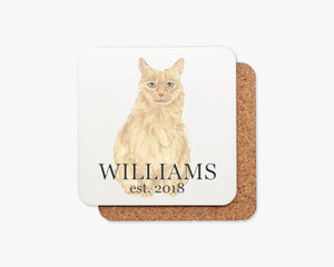 Personalized Maine Coon (Orange) Cork Back Coasters