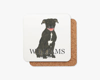 Personalized Pitbull (Black) Cork Back Coasters