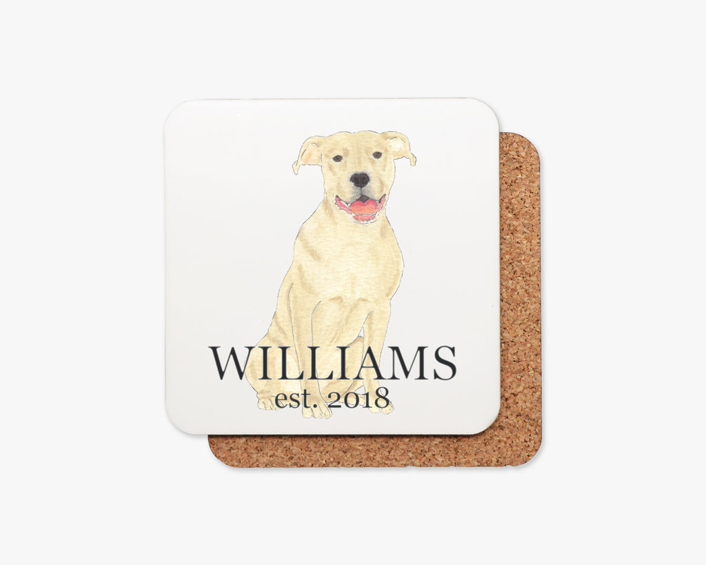 Personalized Pitbull (Fawn) Cork Back Coasters